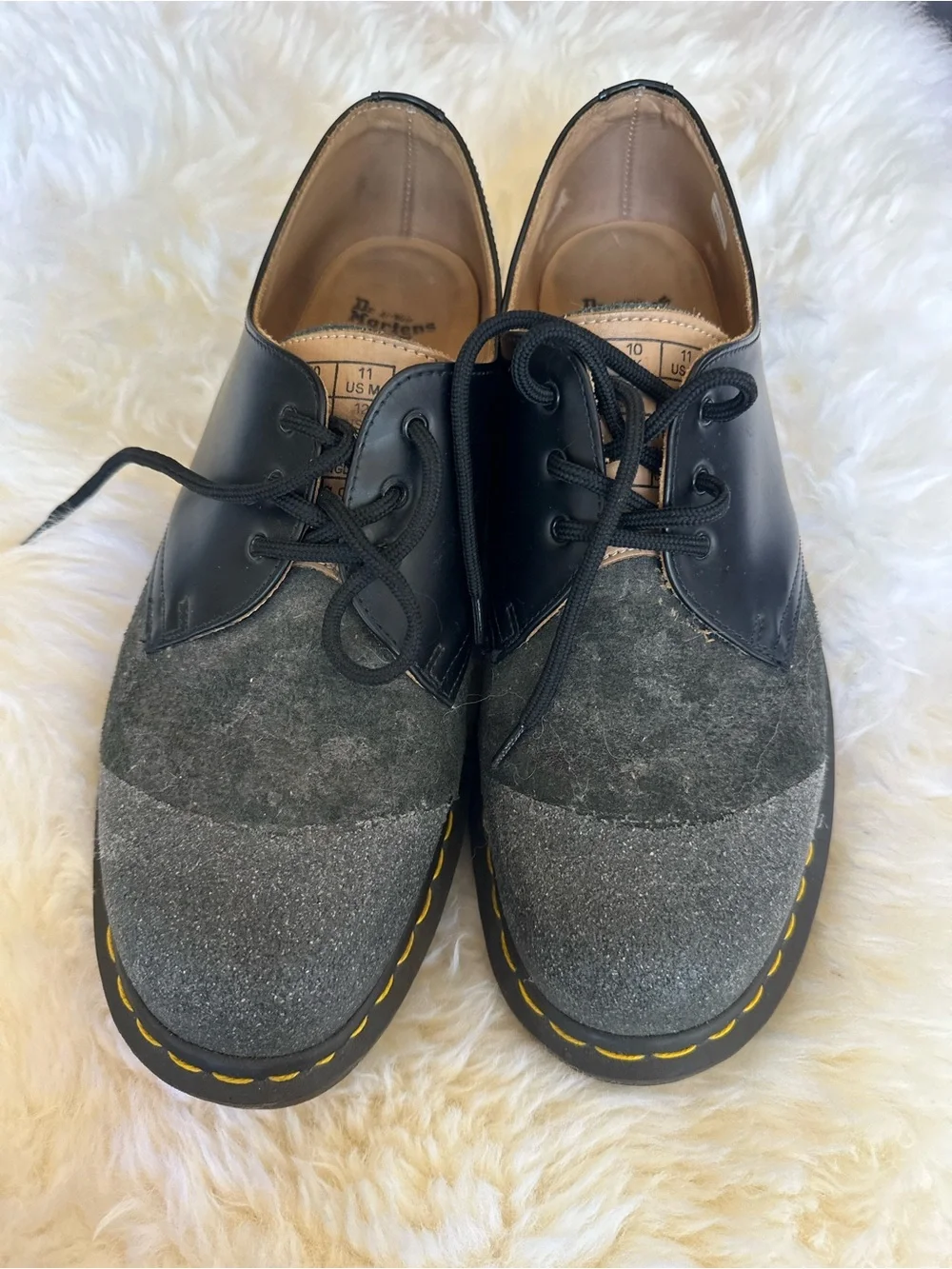 Dr. Martens Two-Tone Black Leather & Grey Felt Oxford Shoes